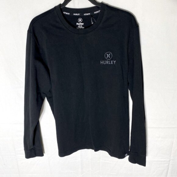 5/$25 Hurley Black Cotton Crew Neck Long Sleeve T Shirt M - Picture 1 of 12